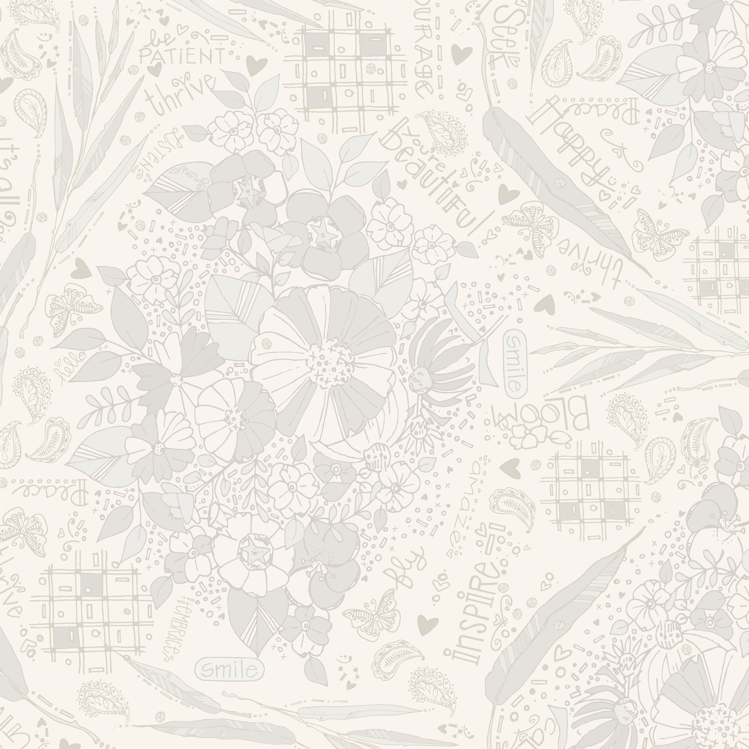 Sway by Kori Quilt Fabric - Blooming Doodles in Linen - 54703-2