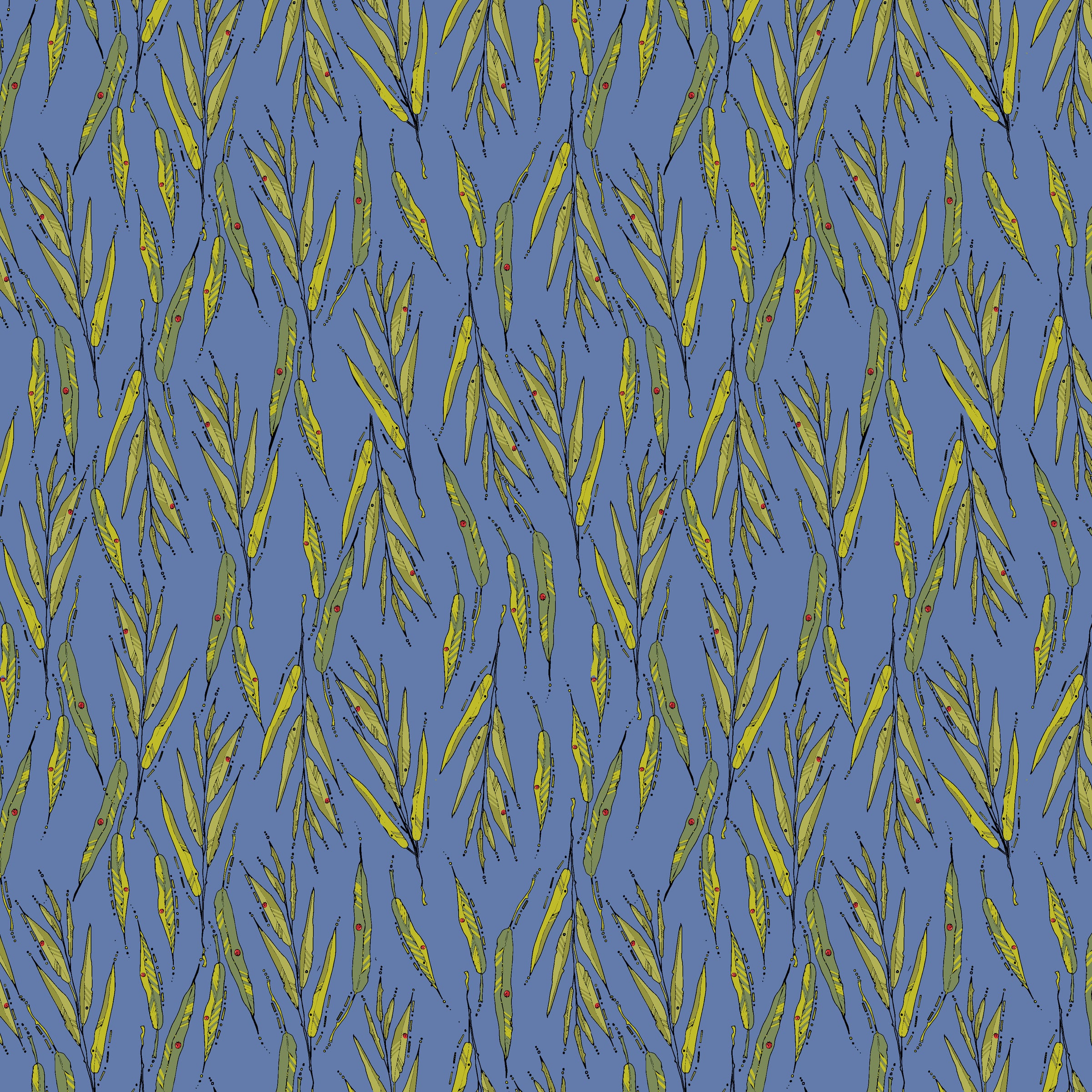 Sway by Kori Quilt Fabric - Willow Leaves in Denim Blue - 54706-12