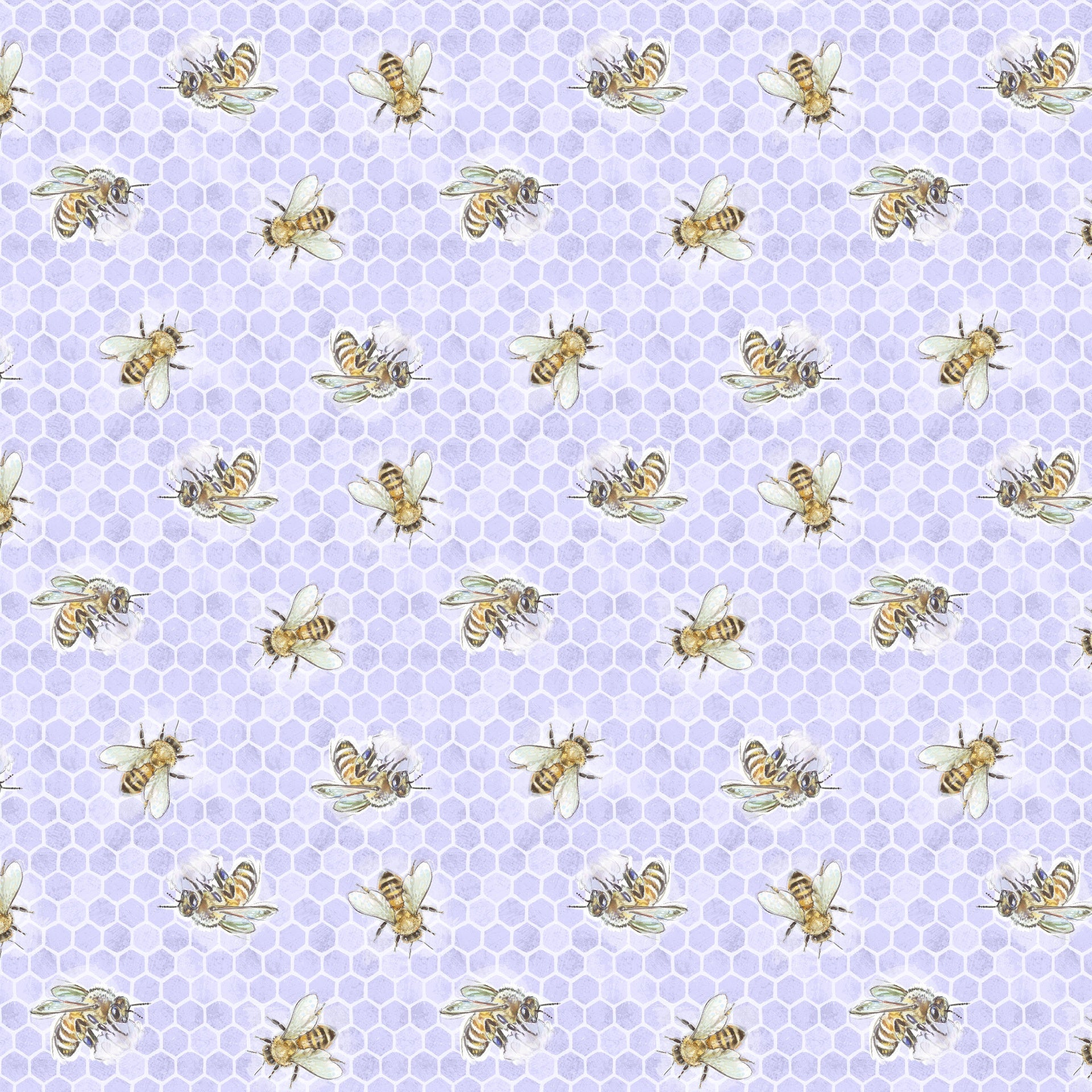 Sweet Honey Bee Quilt Fabric - Bees in Purple - W115-009-427