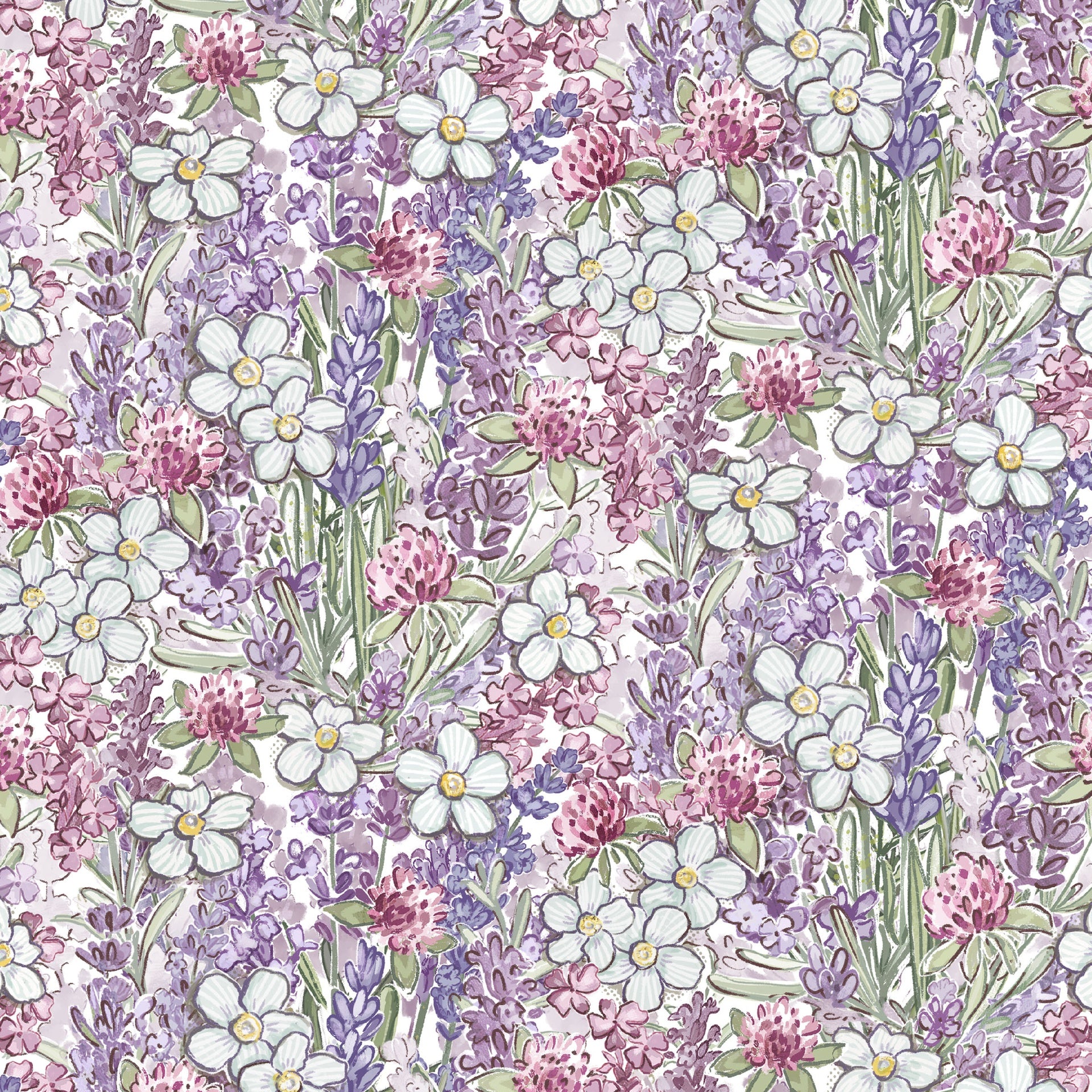 Sweet Honey Bee Quilt Fabric - Packed Floral in Multi - W115-004-963