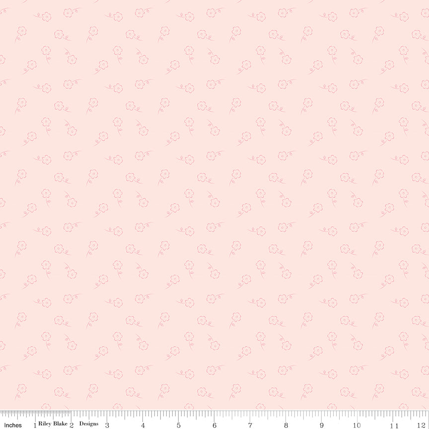 Sweet Pink Quilt Fabric - Dainty Floral in Blush Pink - C17414-BLUSH