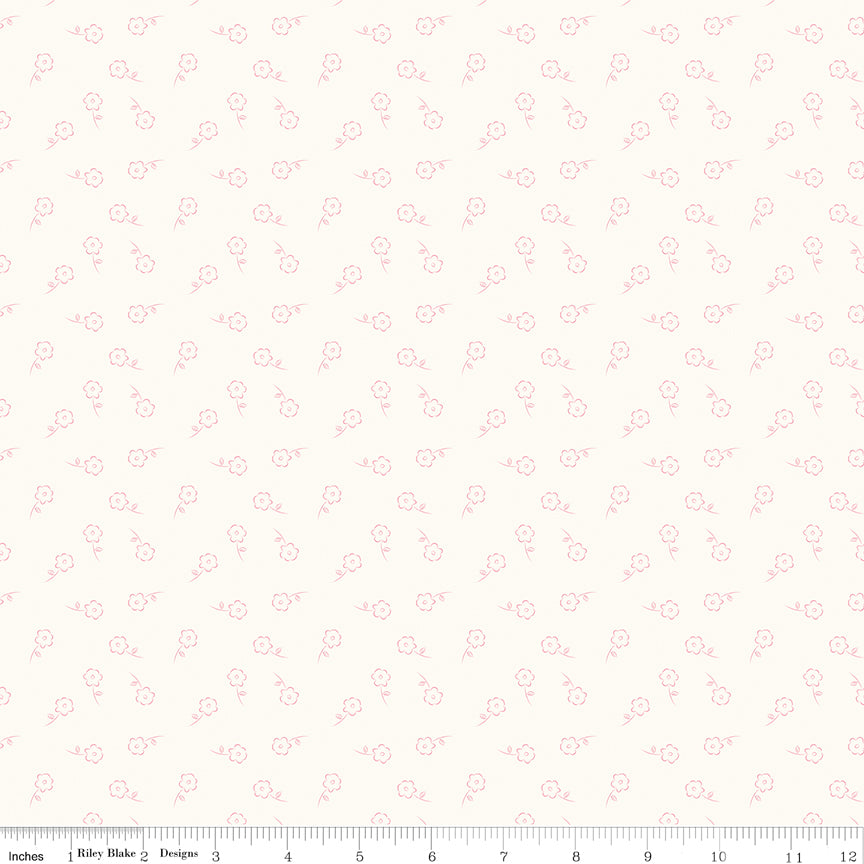 Sweet Pink Quilt Fabric - Dainty Floral in Cream - C17414-CREAM