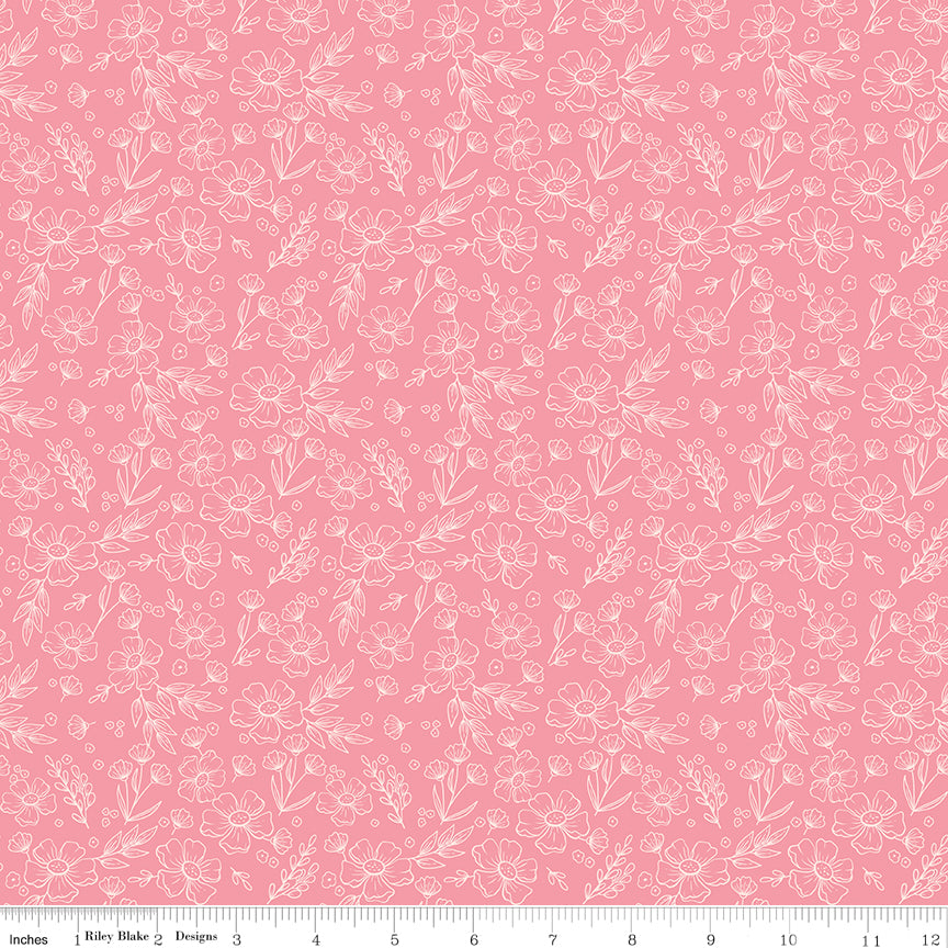 Sweet Pink Quilt Fabric - Floral in Pink - C17411-PINK