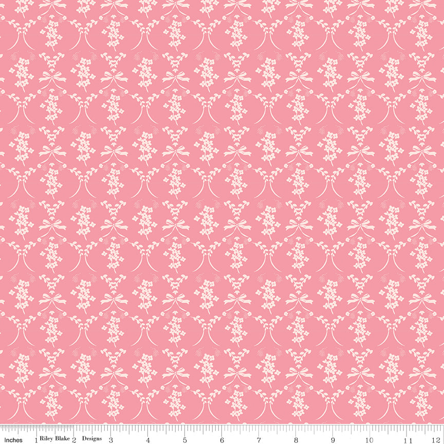 Sweet Pink Quilt Fabric - Flowers and Bows in Pink - C17412-PINK