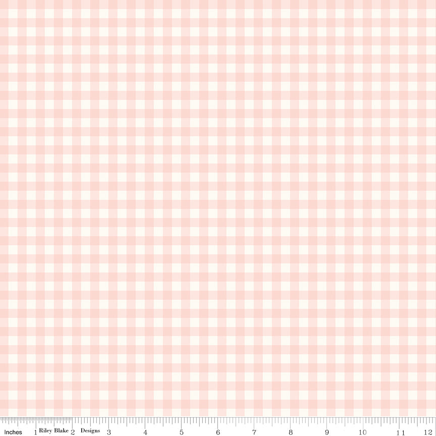Sweet Pink Quilt Fabric - Gingham in Cream - C17415-CREAM