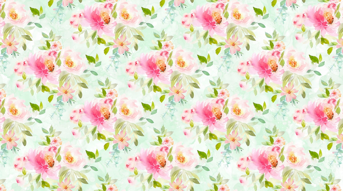 Sweet Surrender Quilt Fabric - Floral Bouquet in Seafoam Green/Multi - 26946-71