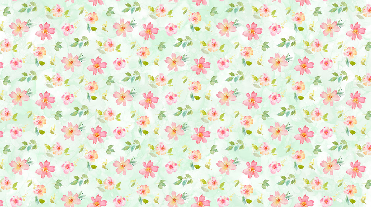 Sweet Surrender Quilt Fabric - Floral Toss in Seafoam Green/Multi - 26948-71