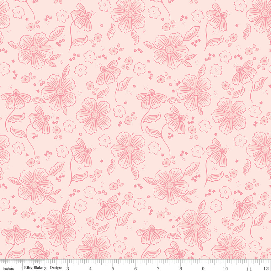 Sweet Pink Quilt Fabric - Main in Blush Pink - C17410-BLUSH