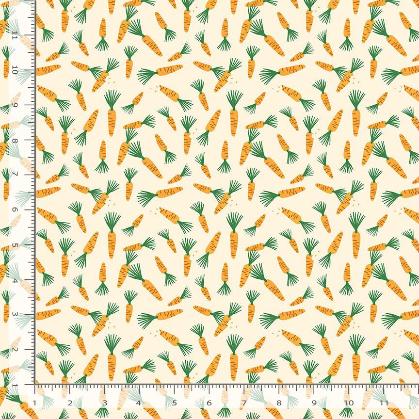 Sweet Purrennials Quilt Fabric - Carrot Patch in Dawn Cream - STELLA-DLW3107 &nbsp;DAWN