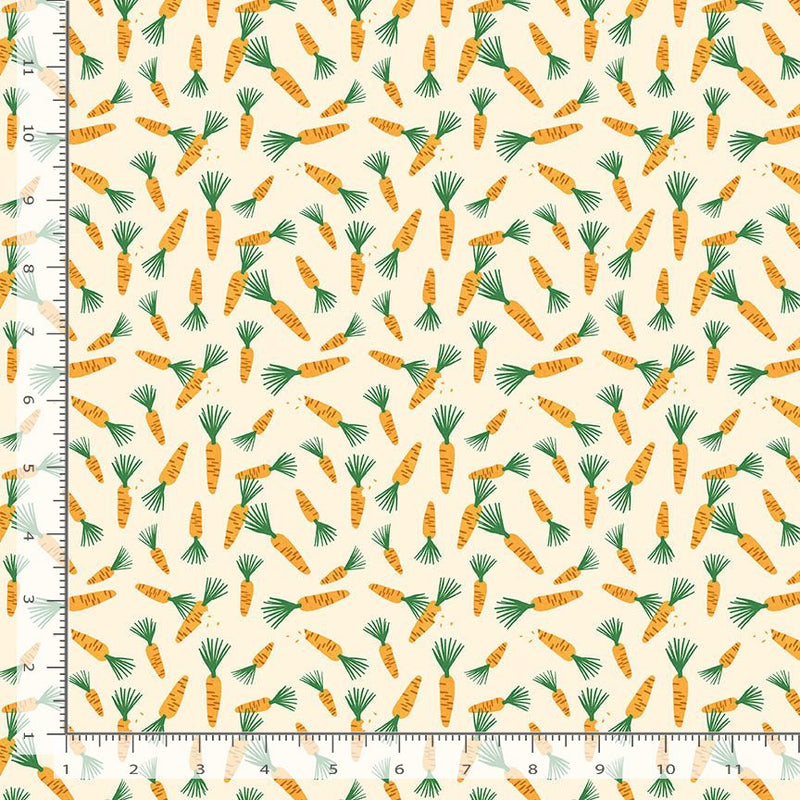 Sweet Purrennials Quilt Fabric - Carrot Patch in Dawn Cream - STELLA-DLW3107 &nbsp;DAWN