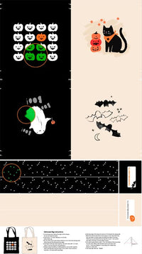 Sweet Treats Quilt Fabric - Bag Panel in Black - GLOW IN THE DARK - 91255G-99 - SOLD AS A 24" PANEL