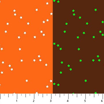 Sweet Treats Quilt Fabric - Stars in Orange - GLOW IN THE DARK - 91258G-56