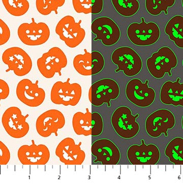 Sweet Treats Season Quilt Fabric - Pumpkins in Orange - GLOW IN THE DARK - 91257G-99
