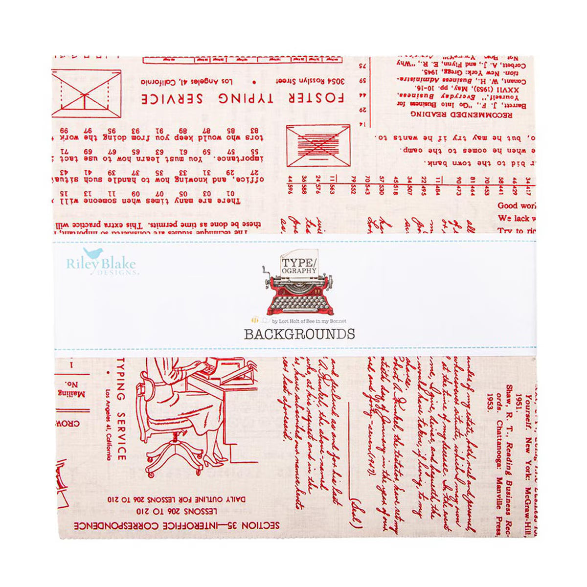 TYPE/ography Backgrounds Quilt Fabric by Lori Holt  - 10" Stacker B - set of 42 10" squares - 10-16850B-42