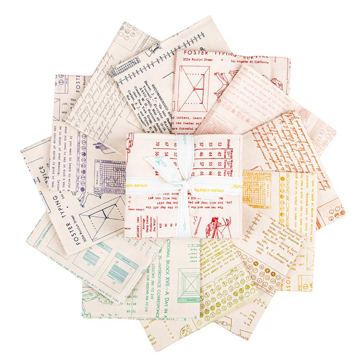 TYPE/ography Backgrounds Quilt Fabric by Lori Holt  - 12 piece Fat Quarter Bundle - FQ16850B-12
