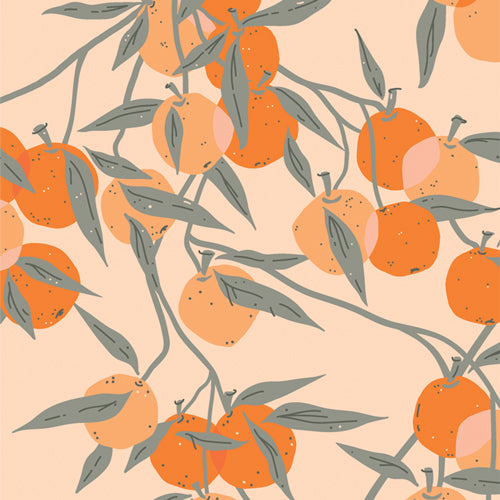 Tangerine Quilt Fabric - Fruit Laden Branches in Peach/Orange - TAN69903