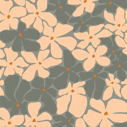 Tangerine Quilt Fabric - Bloom Burst Sunset in Green/Orange - TAN69902