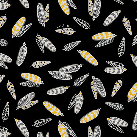 Teepee Trail Quilt Fabric - Feathers in Black - 1649 29783 J