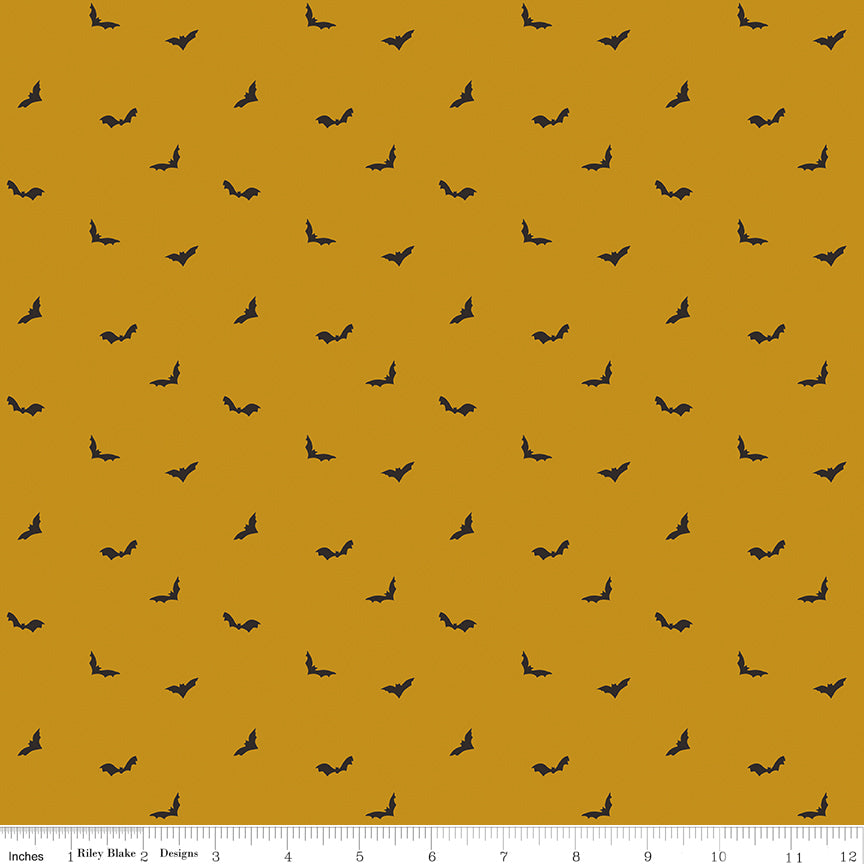 The Apothecary Quilt Fabric - Batwings in Gold - C17554-GOLD