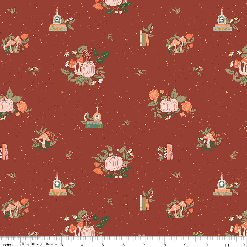The Apothecary Quilt Fabric - Botanicals in Rust - C17551-RUST