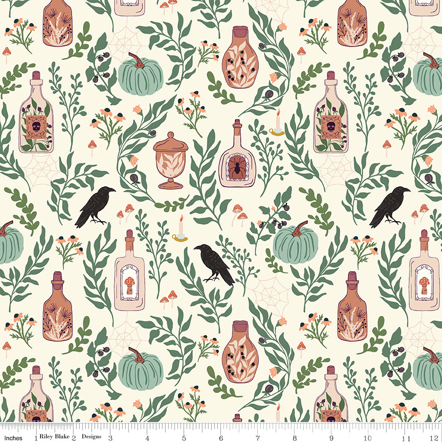 The Apothecary Quilt Fabric - Main Scenic in Cream - C17550-CREAM