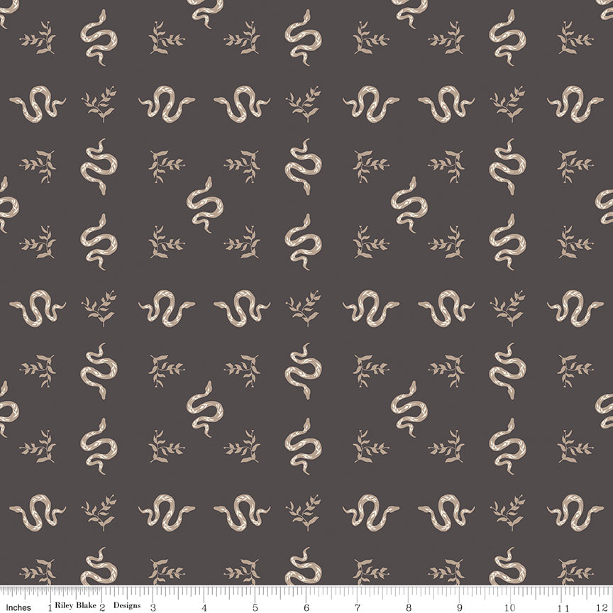 The Apothecary Quilt Fabric - Serpents in Charcoal Gray - C17556-CHARCOAL