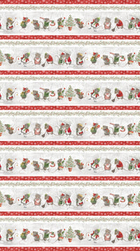 The Christmas Mouse Flannel Quilt Fabric - Border Stripe in Gray/Multi - F28036-92