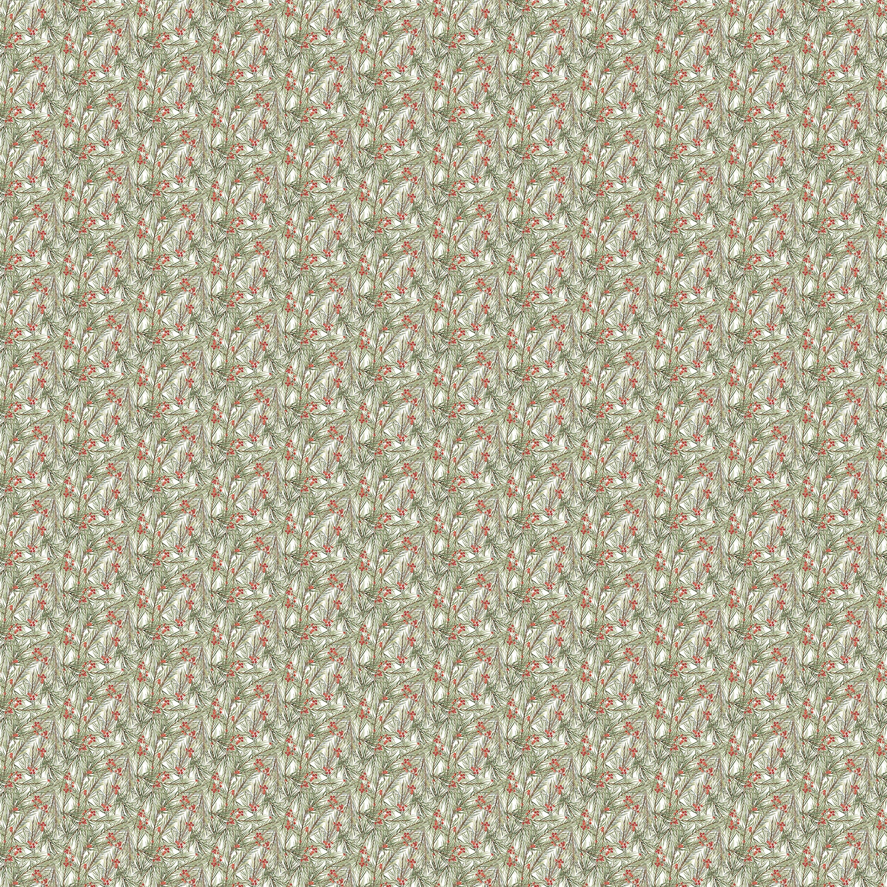 The Christmas Mouse Flannel Quilt Fabric - Greenery in White/Green - F28040-10