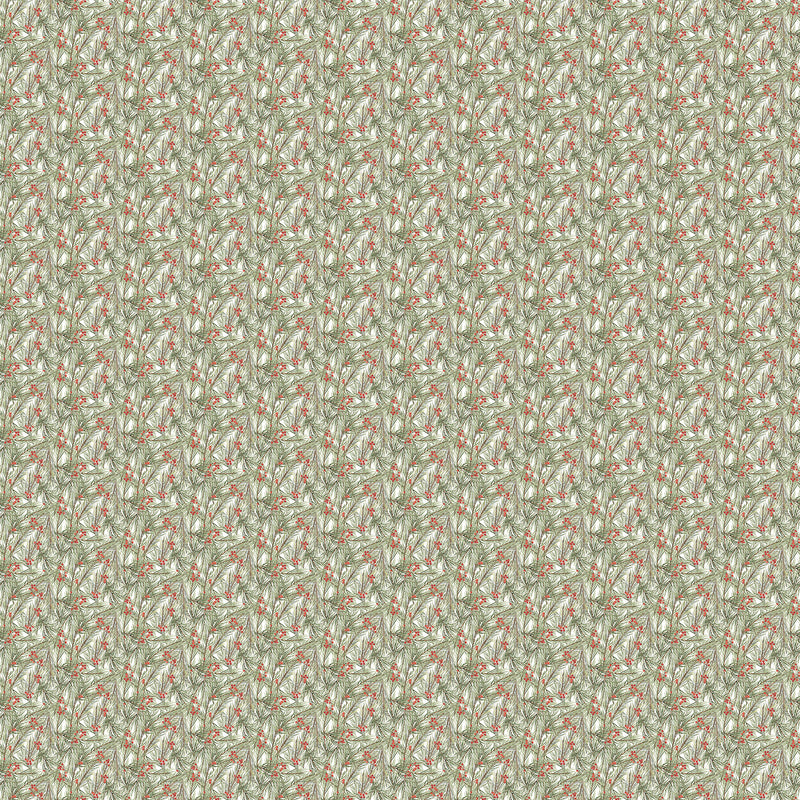 The Christmas Mouse Flannel Quilt Fabric - Greenery in White/Green - F28040-10