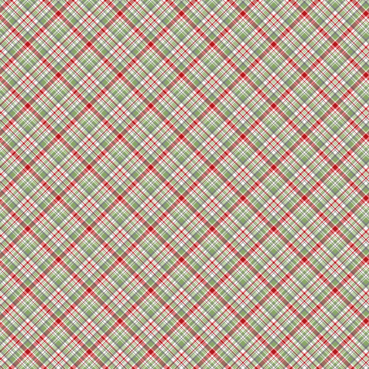 The Christmas Mouse Flannel Quilt Fabric - Plaid in White/Multi - F28042-10