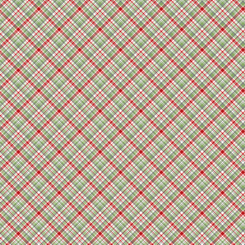 The Christmas Mouse Flannel Quilt Fabric - Plaid in White/Multi - F28042-10
