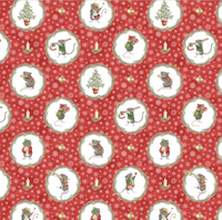 The Christmas Mouse Flannel Quilt Fabric - Wreaths in Red/Multi - F28037-24