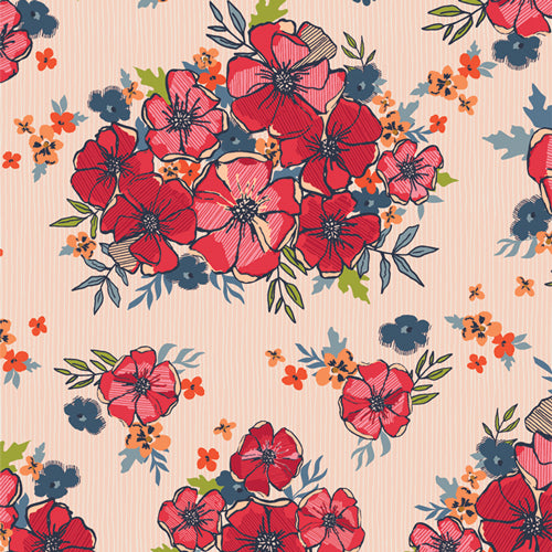 The Flower Fields Quilt Fabric - Blooming Burst in Sunrise Multi - FLF85900