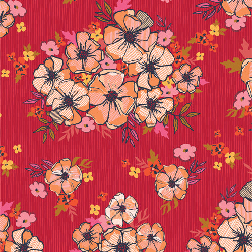 The Flower Fields Quilt Fabric - Blooming Burst in Sunset Multi - FLF85909