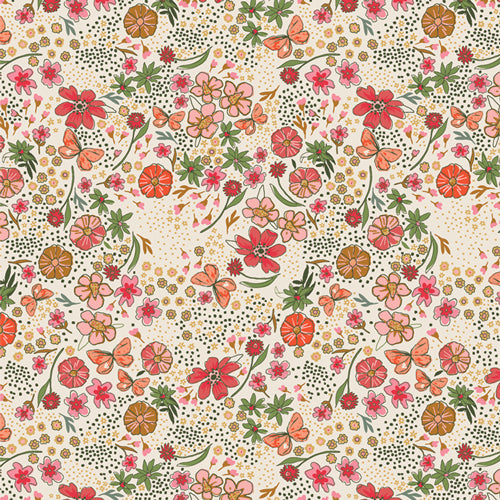 The Flower Fields Quilt Fabric - Floral Abundance in Shine Multi - FLF85901