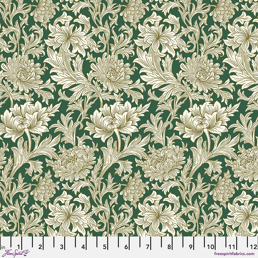 The Oxford Holiday Collection Quilt Fabric - Chrysanthemum Toile in Forest Green - PWWM013.FOREST