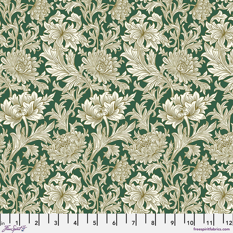 The Oxford Holiday Collection Quilt Fabric - Chrysanthemum Toile in Forest Green - PWWM013.FOREST