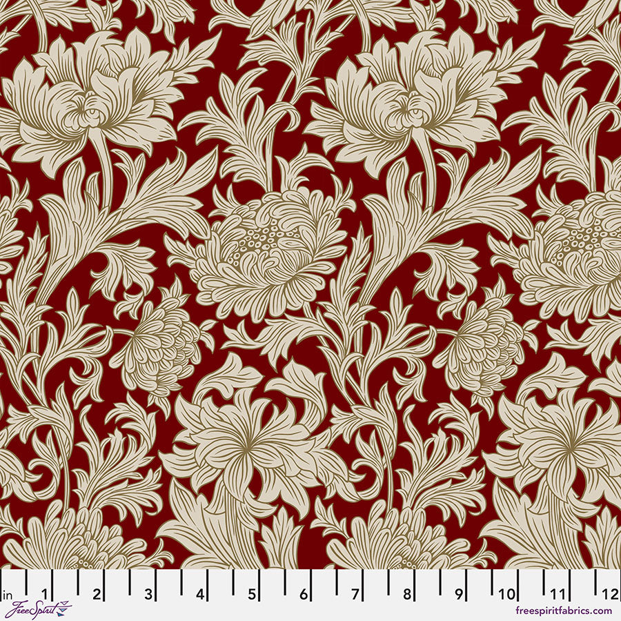 The Oxford Holiday Collection Quilt Fabric - Chrysanthemum Tonal in Crimson Red - PWWM081.CRIMSON