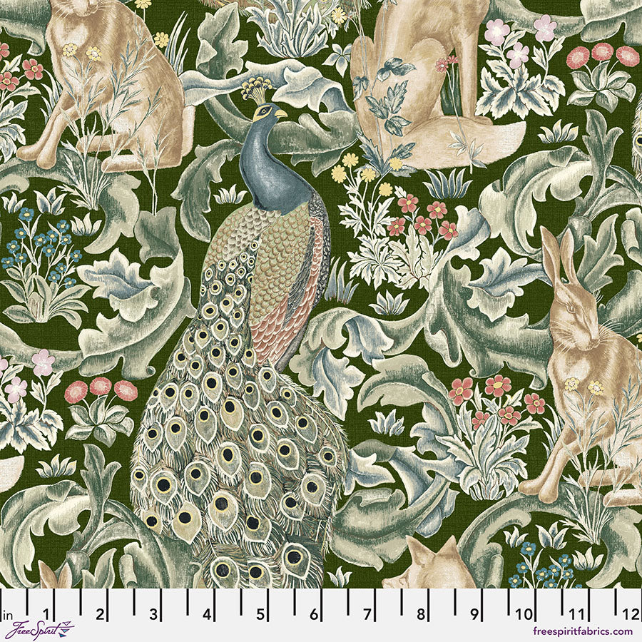 The Oxford Holiday Collection Quilt Fabric - Forest (Animals) in Wooded Green - PWWM031.WOODED