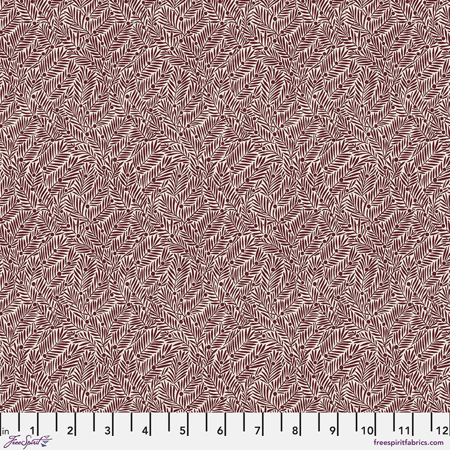 The Oxford Holiday Collection Quilt Fabric - Small Yew and Aril in Berry Red - PWWM134.BERRY