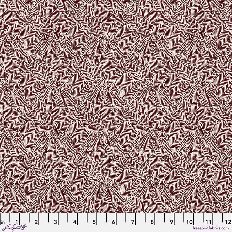 The Oxford Holiday Collection Quilt Fabric - Small Yew and Aril in Berry Red - PWWM134.BERRY
