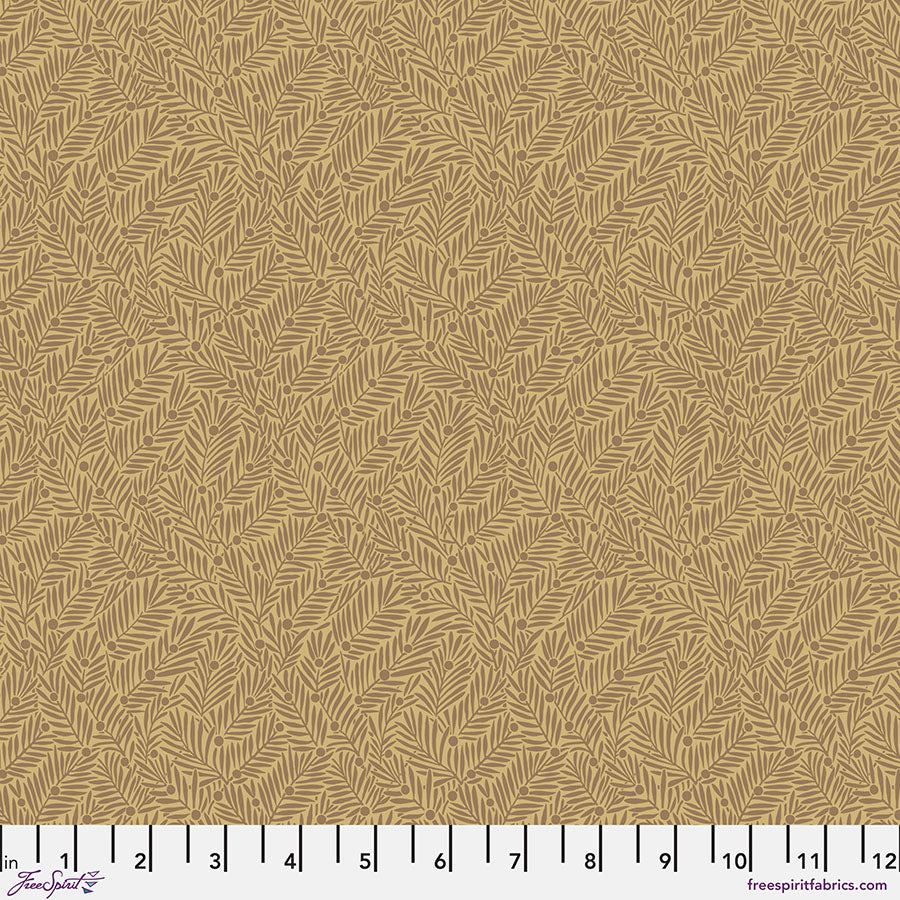 The Oxford Holiday Collection Quilt Fabric - Yew and Aril in GOLD - PWWM135.GOLD