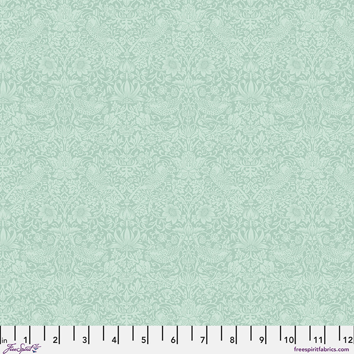 The Trellis Palette Quilt Fabric by Morris Co - Tonal Strawberry Thief in Kelmscott Water Aqua - PWWM153.KELMSCOTTWATER