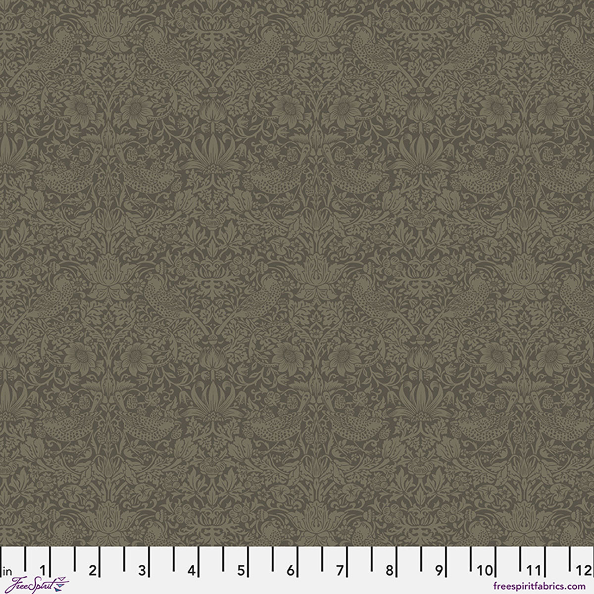 The Trellis Palette Quilt Fabric by Morris Co - Tonal Strawberry Thief in Morris Trellis Brown - PWWM153.MORRISTRELLIS