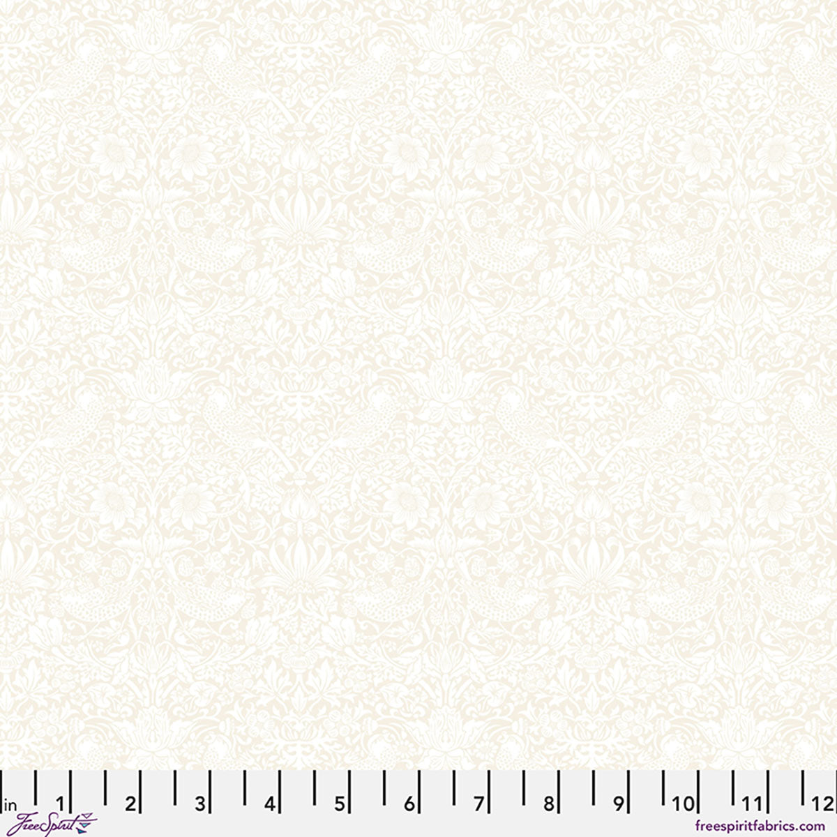 The Trellis Palette Quilt Fabric by Morris Co - Tonal Strawberry Thief in Powdered Chalk Cream - PWWM153.POWDEREDCHALK