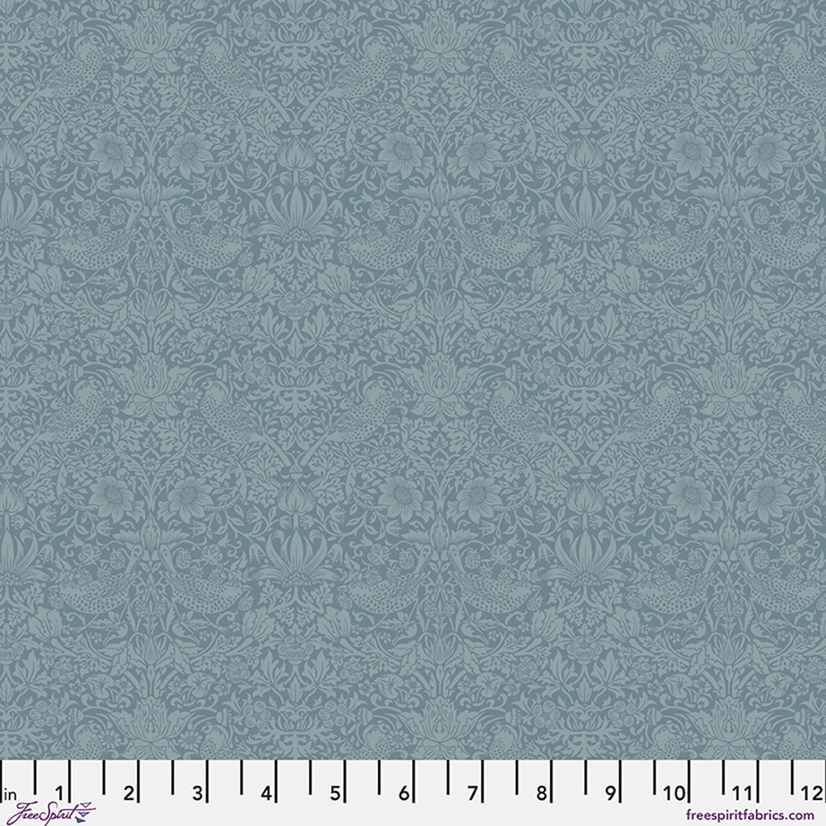 The Trellis Palette Quilt Fabric by Morris Co - Tonal Strawberry Thief in River Wandle Blue - PWWM153.RIVERWANDLE