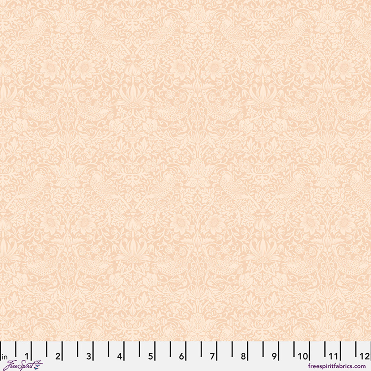 The Trellis Palette Quilt Fabric by Morris Co - Tonal Strawberry Thief in Sweetbriar Peach - PWWM153.SWEETBRIAR