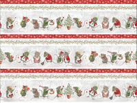 The Christmas Mouse Flannel Quilt Fabric - Border Stripe in Gray/Multi - F28036-92