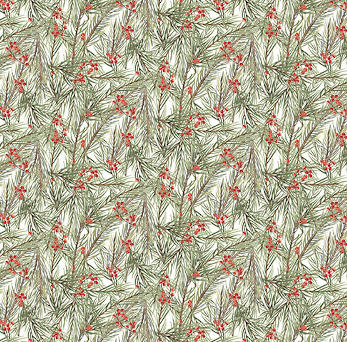 The Christmas Mouse Flannel Quilt Fabric - Greenery in White/Green - F28040-10