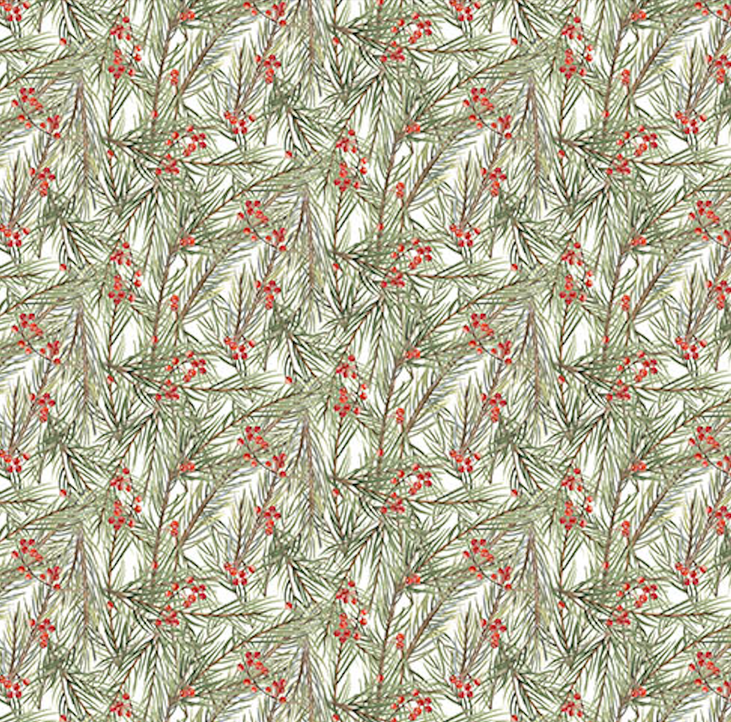 The Christmas Mouse Flannel Quilt Fabric - Greenery in White/Green - F28040-10